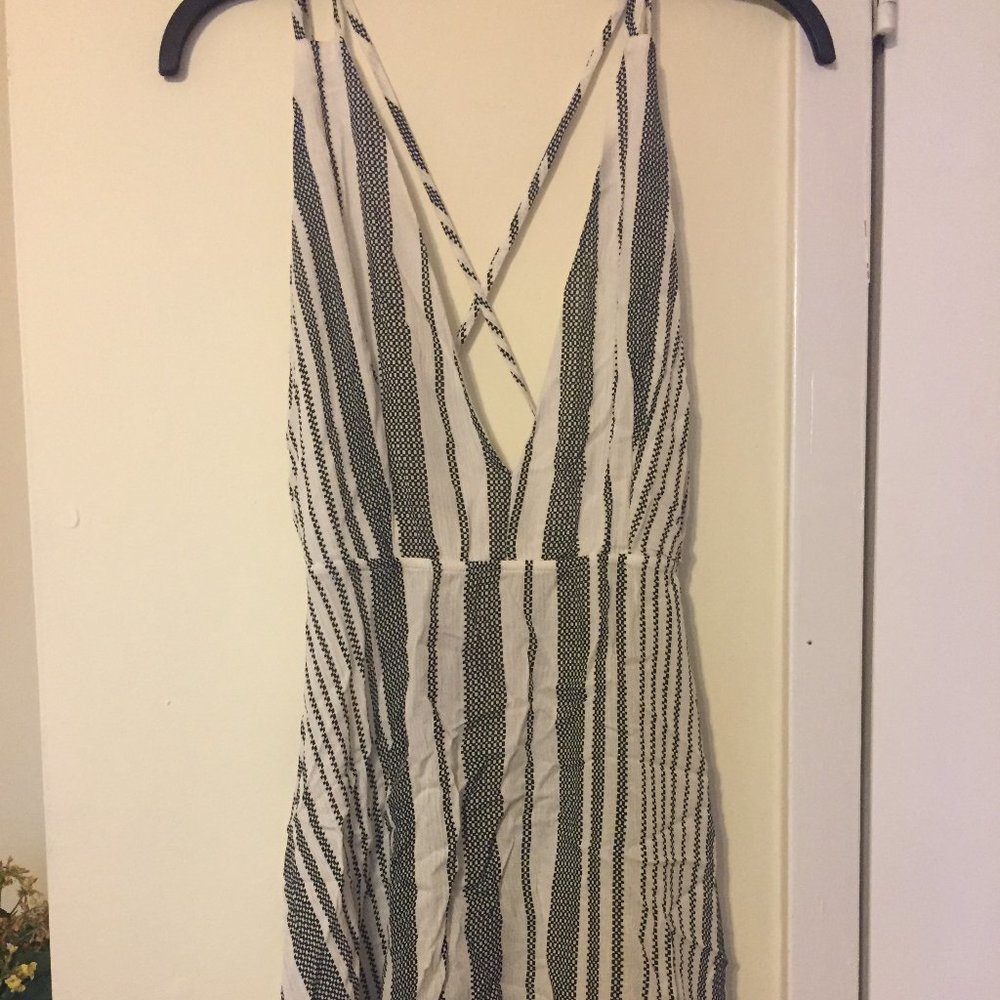 Tobi Black and White Plunge Dress